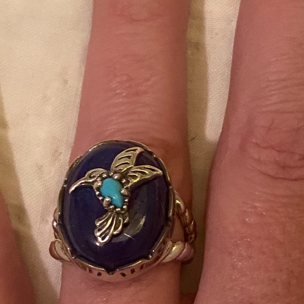 Kohl's Silver Ring with Blue and Turquoise Hummingbird - Picture 7 of 10